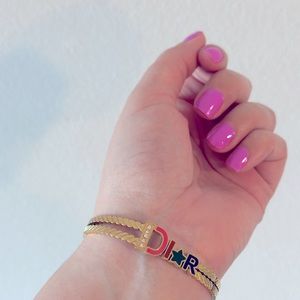 Stylish fashion gold Dior bracelet, stainless steel